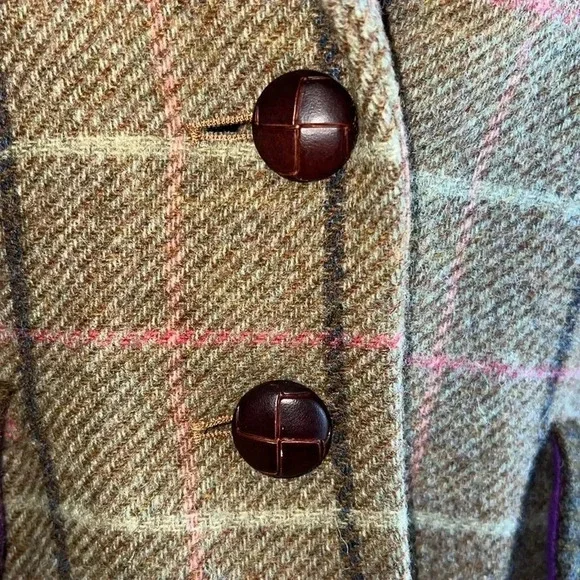 Boden Women’s 100% Wool British Tweed Tan Brown Plaid Blazer Jacket Coat Size 10 - Picture 9 of 16